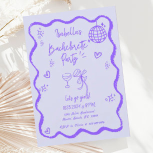 Invitation Tendance Quirky Wavy Hand Drawn Bachelorette Party