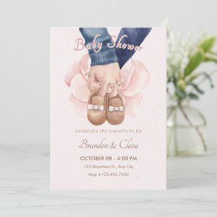 Invitation Tenir les mains avec chaussures bébé baby shower n
