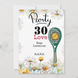 Invitation Tennis 30e Anniversaire balle de tennis et numéro 