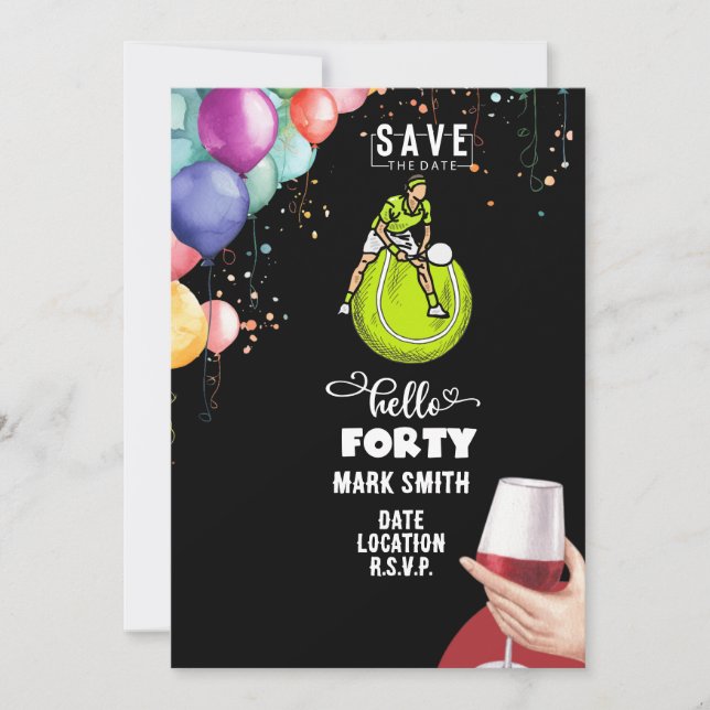 Invitation Tennis 40e anniversaire (Devant)