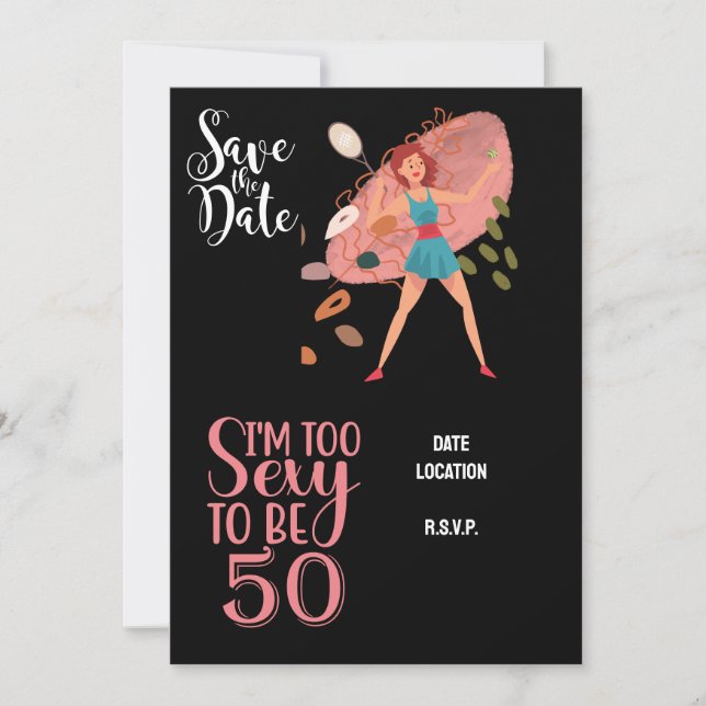 Invitation Tennis 50ème et Fabuleux fête d'anniversaire (Devant)