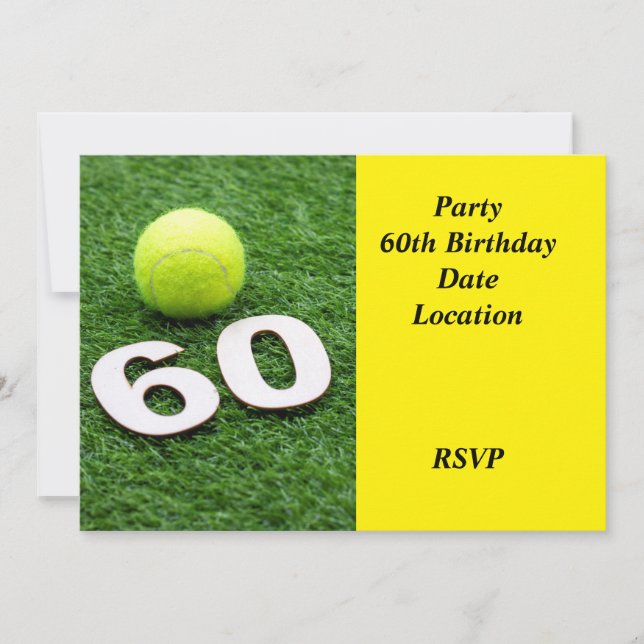 Invitation Tennis 60e anniversaire avec balle de tennis (Devant)