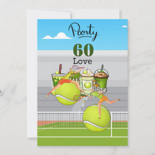 Invitation Tennis 60e Anniversaire balle de tennis numéro amo