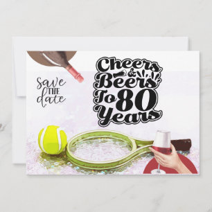 Invitation Tennis 80e anniversaire Save the Date party