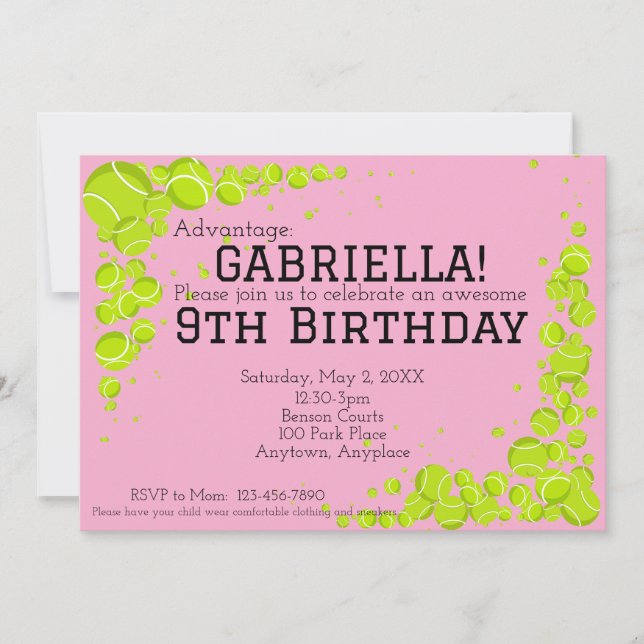 Invitation Tennis Anniversaire (Devant)