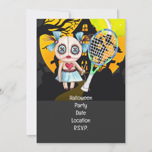 Invitation Tennis Halloween thème pour Tennis Party (Devant)