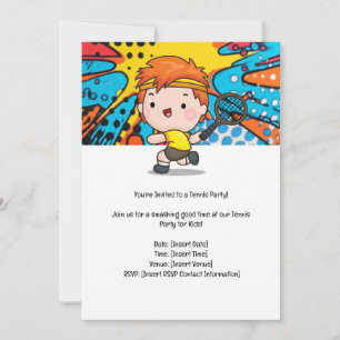 Invitation Tennis Kid Birthday Party