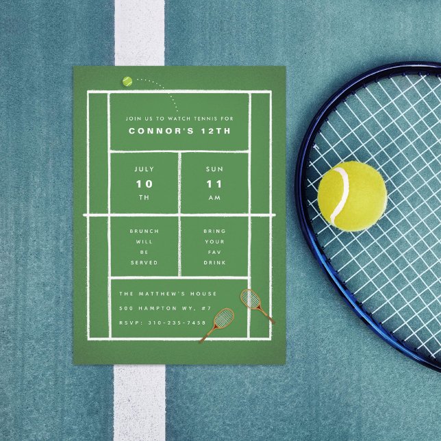Invitation Tennis Match Watch Party Tennis Birthday Party (Créateur téléchargé)