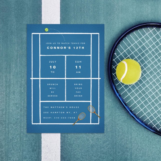 Invitation Tennis Match Watch Party Tennis Birthday Party (Créateur téléchargé)