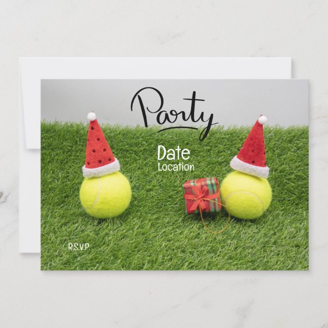 Invitation Tennis Noël fête pour le joueur de tennis avec bal (Devant)
