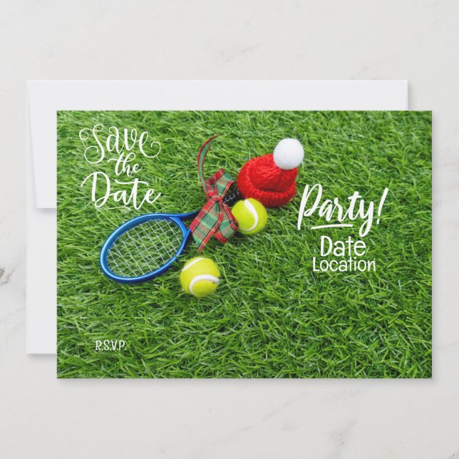 Invitation Tennis Noël fête pour le joueur de tennis avec bal (Devant)