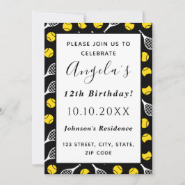 Invitation Tennis Racquet Ball Motif Anniversaire de enfant