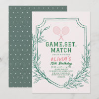 Tennis Racquet Retro Rose & Green Girl Anniversair