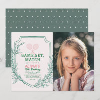 Tennis Racquet Retro Rose & Green Girl Anniversair
