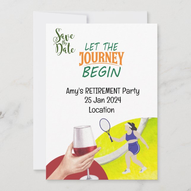 Invitation Tennis Retraite Party pour Joueuse (Devant)