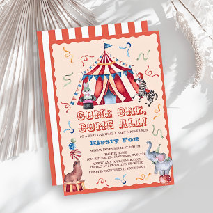 Invitation Tente de Cirque Foire Animaux Baby Shower