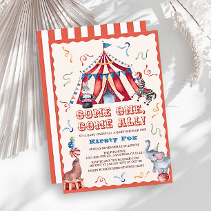 Invitation Tente de Cirque Foire Animaux Baby Shower