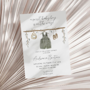 Invitation Tenue aquarelle Boho Bliss Garçon Baby Shower