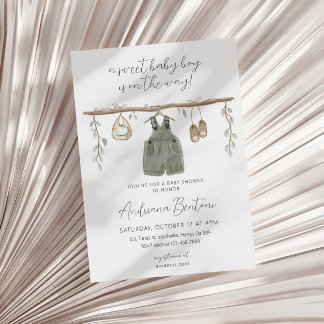 Invitation Tenue aquarelle Boho Bliss Garçon Baby Shower