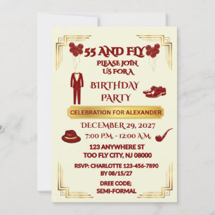 Invitation TENUE CHIC Élégant Beige 55e Anniversaire Homme