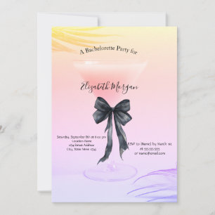 Invitation Tenue de cocktail rose chic Nœud papillon noir Ent