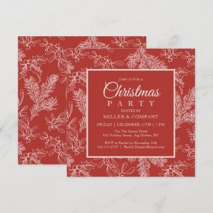 Invitation Tenue de fête Rouge Floral Soirée d'entreprise de 