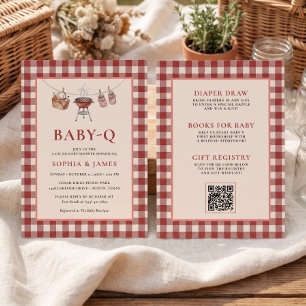 Invitation Tenue de ligne de vêtements bébé Q Rouge Gingham T