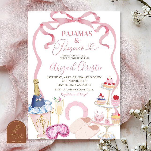 Invitation Tenue de nuit à noeud coquet et Processo Shower de (Créateur téléchargé)