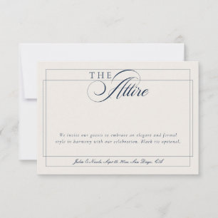 Invitation Tenue de soirée bleu marine classique calligraphie