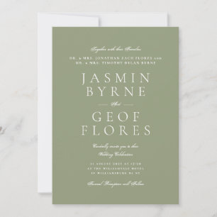 Invitation Tenue de soirée noire élégante vert mousse formel