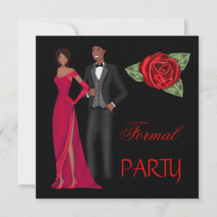 Invitation Tenue de soirée or noir rouge robe cravate noire
