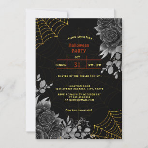 Invitation Tenue élégante de cobweb florale sombre pour soiré
