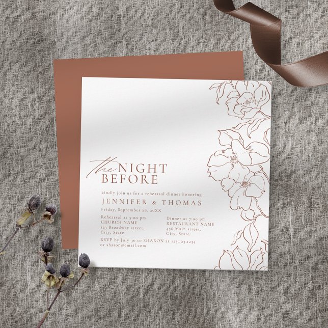 Invitation Teracotta florale la nuit avant la répétition (Créateur téléchargé)