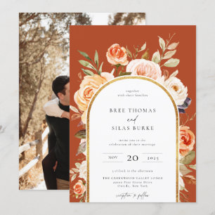Invitation Terme Automne Botanique Arc Floral Mariage