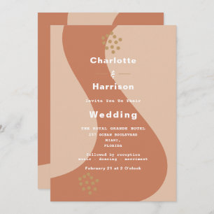 Invitation Terme en terre cuite douce moderne Mariage Abstrai