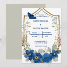 Terme Orange Roses Floral Marine Mariage bleu