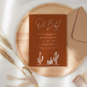 Invitation Terracota Baby Shower Cactus Ligne d'art Désert