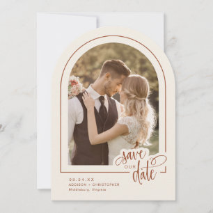 Invitation Terracotta 2 Photo Script Mariage Enregistrer la d