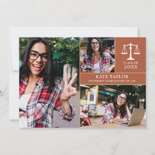 Invitation Terracotta 3 Photo Law School Graduation Party