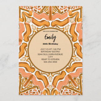 Invitation Terracotta Abstract Pattern Modern Brushstroke