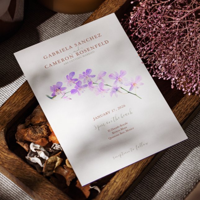 Invitation Terracotta Aquarelle Boho Floral Orchidées Mariage (Créateur téléchargé)