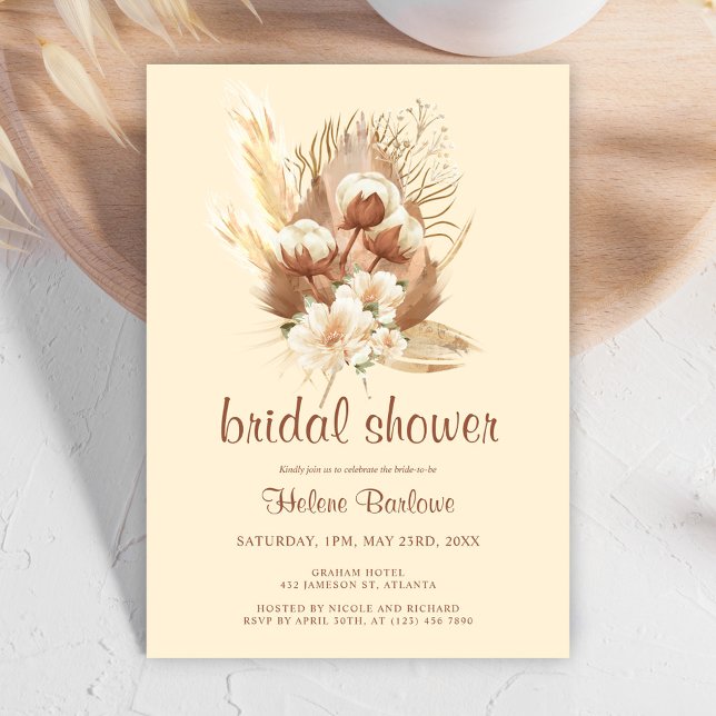 Invitation Terracotta Aquarelle Floral Boho Fête des mariées (Terracotta Watercolor Floral Boho Bridal Shower Invitation)