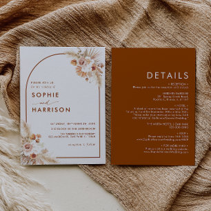 Invitation Terracotta Arch Pampas Grass Tout en un Mariage