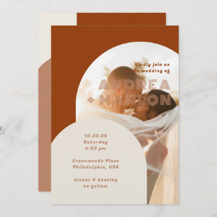 Invitation Terracotta Arch Super Retro Mariage Photo Overlay