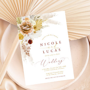 Invitation Terracotta Automne Boho Pampas Mariage en herbe