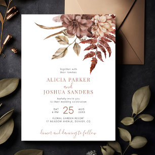 Invitation Terracotta automne mariage boho floral