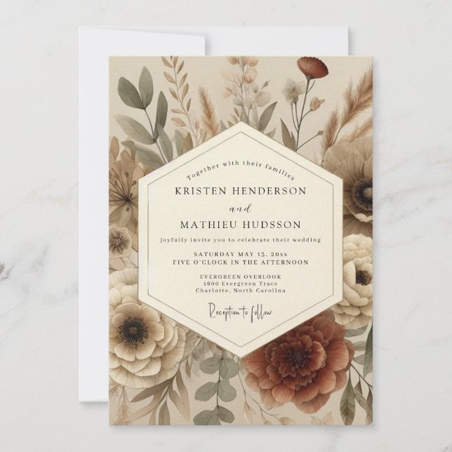 Invitation Terracotta Autumnal Boho Wedding (Devant)