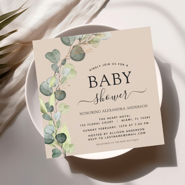 Invitation Terracotta Baby shower Verdure Eucalyptus (Créateur téléchargé)