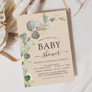 Invitation Terracotta Baby shower Verdure Eucalyptus
