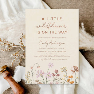 Invitation Terracotta Beige Un Peu Baby shower Fleur sauvage